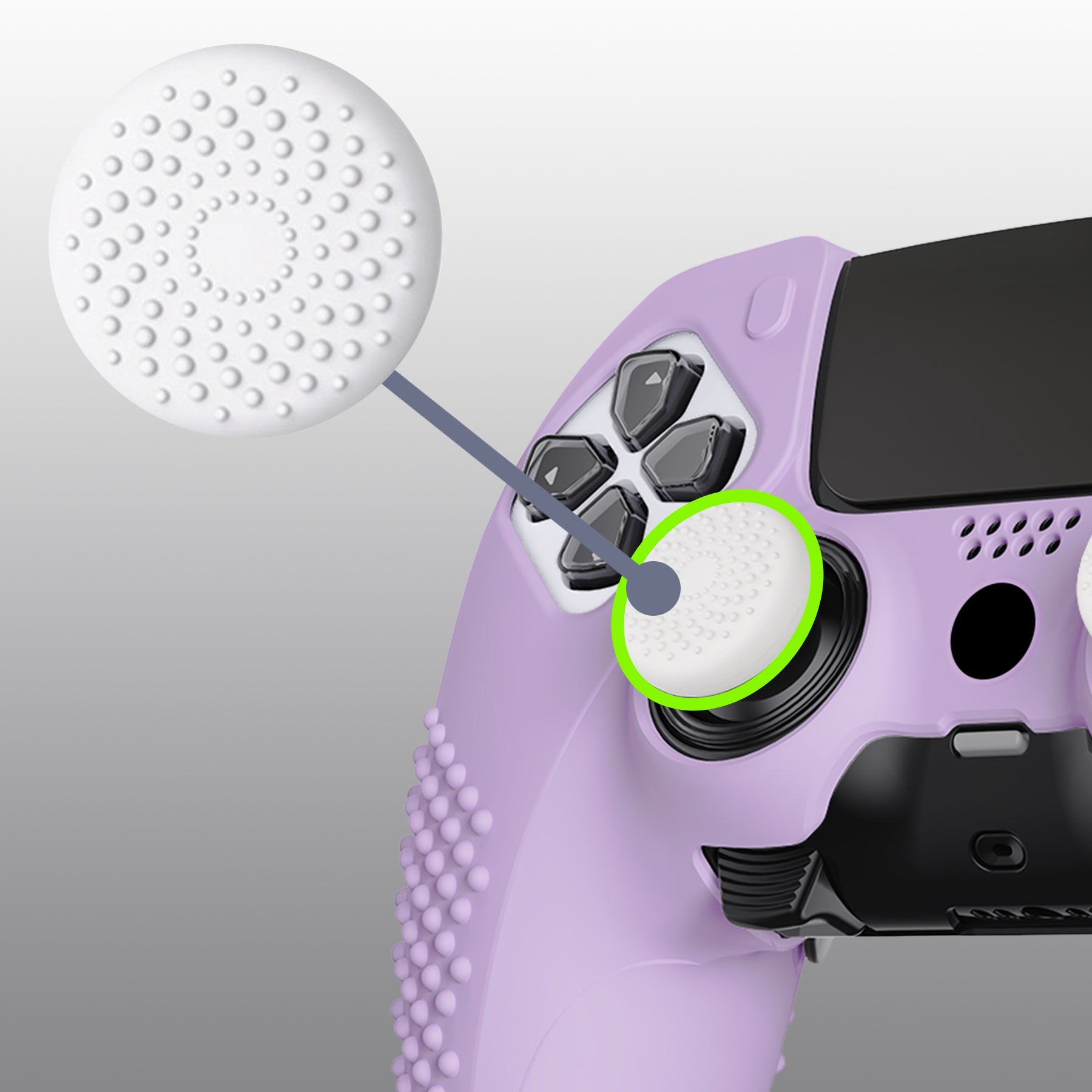 PlayVital 3D Studded Edition Anti-Slip Silicone Cover Case with Thumb Grip Caps for PS5 Edge Controller - Mauve Purple PlayVital