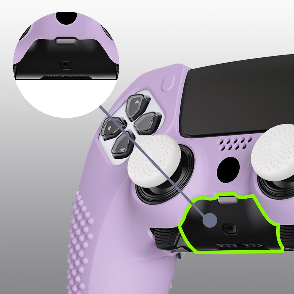 PlayVital 3D Studded Edition Anti-Slip Silicone Cover Case with Thumb Grip Caps for PS5 Edge Controller - Mauve Purple PlayVital
