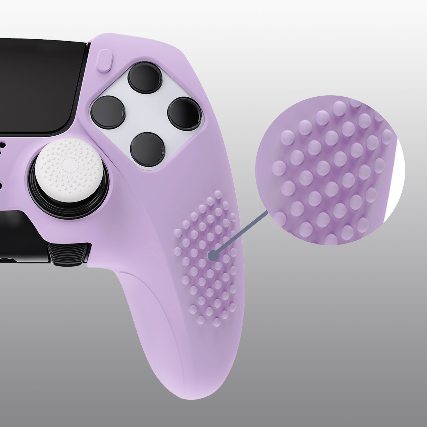 PlayVital 3D Studded Edition Anti-Slip Silicone Cover Case with Thumb Grip Caps for PS5 Edge Controller - Mauve Purple PlayVital