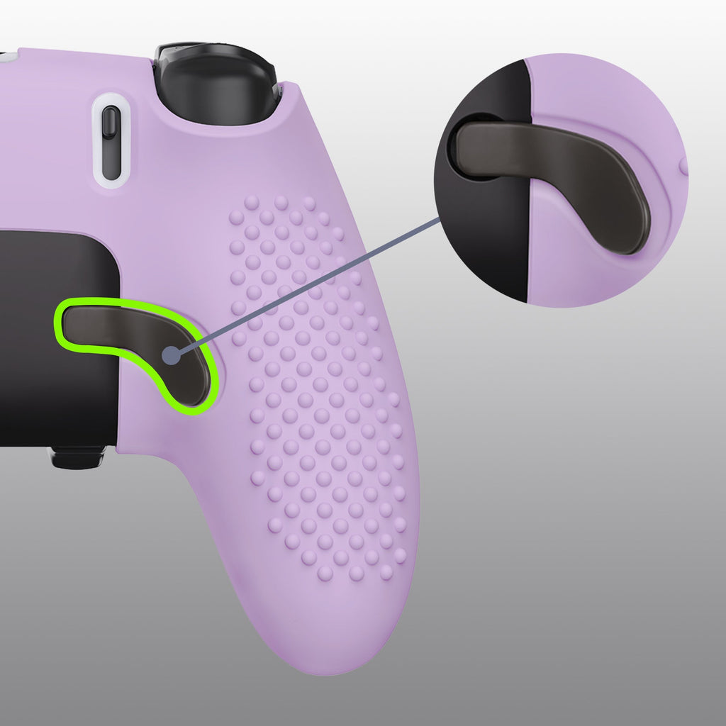 PlayVital 3D Studded Edition Anti-Slip Silicone Cover Case with Thumb Grip Caps for PS5 Edge Controller - Mauve Purple PlayVital