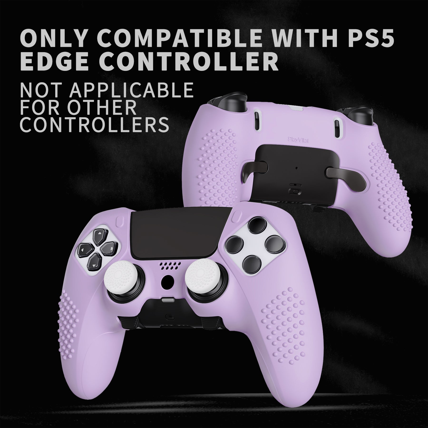 PlayVital 3D Studded Edition Anti-Slip Silicone Cover Case with Thumb Grip Caps for PS5 Edge Controller - Mauve Purple PlayVital