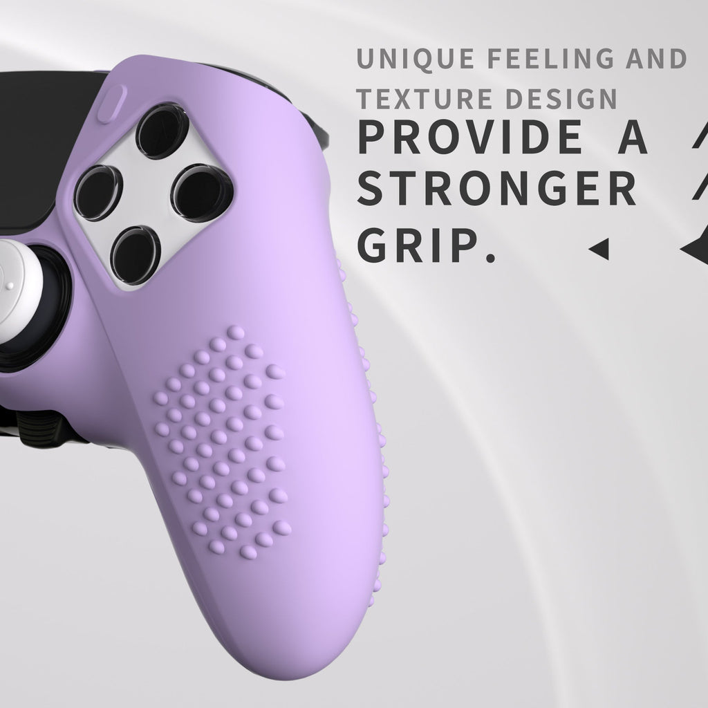 PlayVital 3D Studded Edition Anti-Slip Silicone Cover Case with Thumb Grip Caps for PS5 Edge Controller - Mauve Purple PlayVital