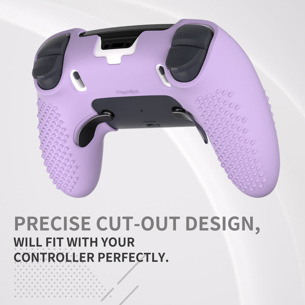 PlayVital 3D Studded Edition Anti-Slip Silicone Cover Case with Thumb Grip Caps for PS5 Edge Controller - Mauve Purple PlayVital