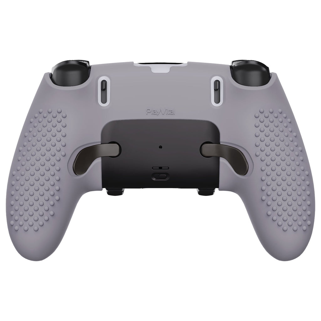 PlayVital 3D Studded Edition Anti-Slip Silicone Cover Case with Thumb Grip Caps for PS5 Edge Controller - Metallic Gray PlayVital