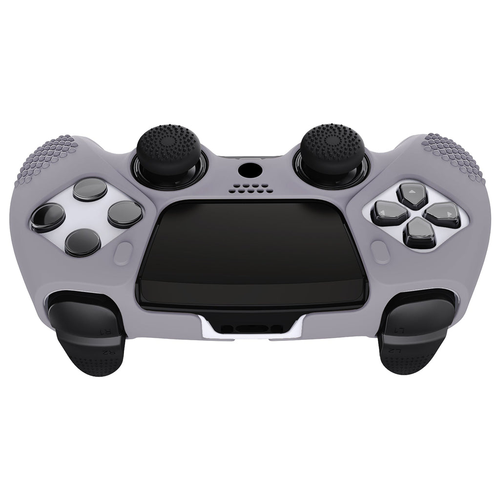 PlayVital 3D Studded Edition Anti-Slip Silicone Cover Case with Thumb Grip Caps for PS5 Edge Controller - Metallic Gray PlayVital