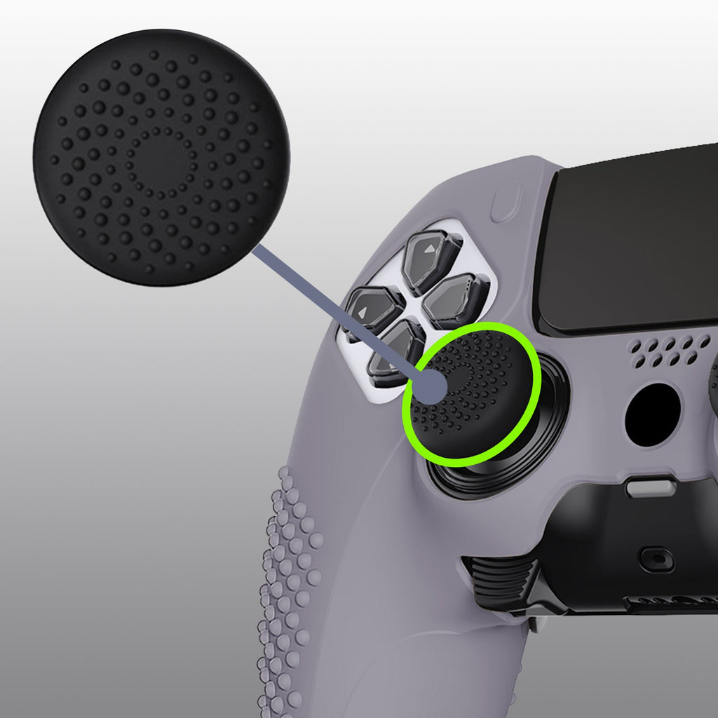 PlayVital 3D Studded Edition Anti-Slip Silicone Cover Case with Thumb Grip Caps for PS5 Edge Controller - Metallic Gray PlayVital