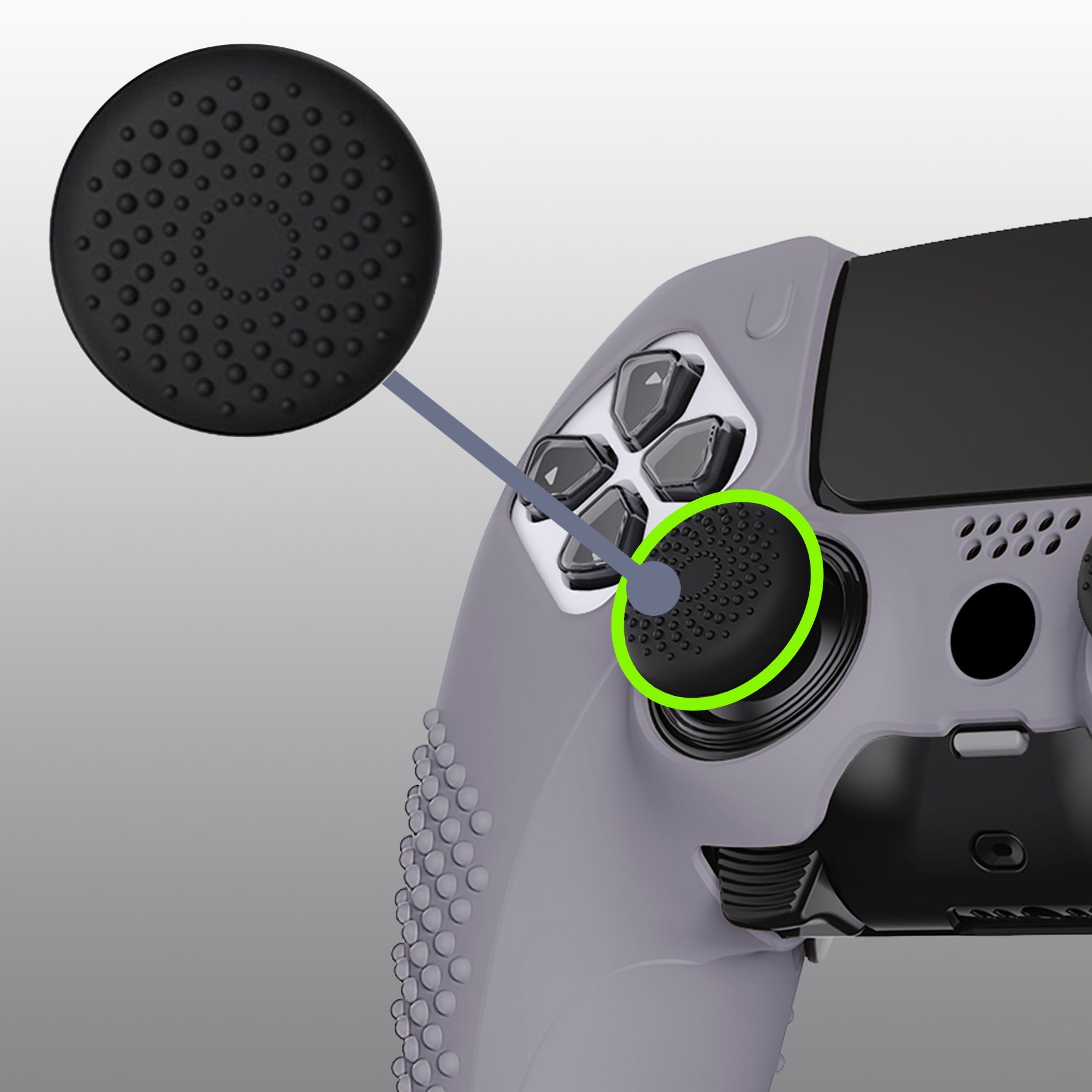 PlayVital 3D Studded Edition Anti-Slip Silicone Cover Case with Thumb Grip Caps for PS5 Edge Controller - Metallic Gray PlayVital