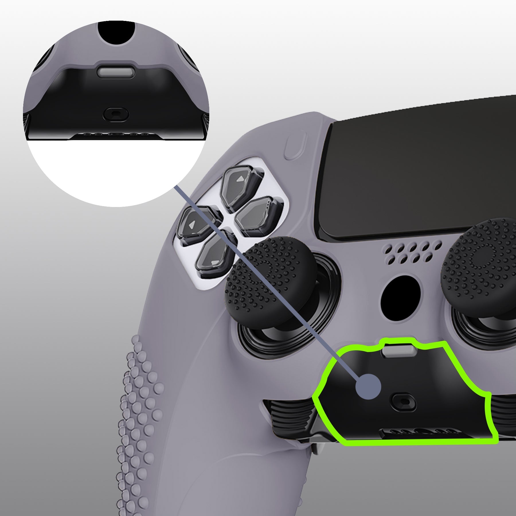 PlayVital 3D Studded Edition Anti-Slip Silicone Cover Case with Thumb Grip Caps for PS5 Edge Controller - Metallic Gray PlayVital