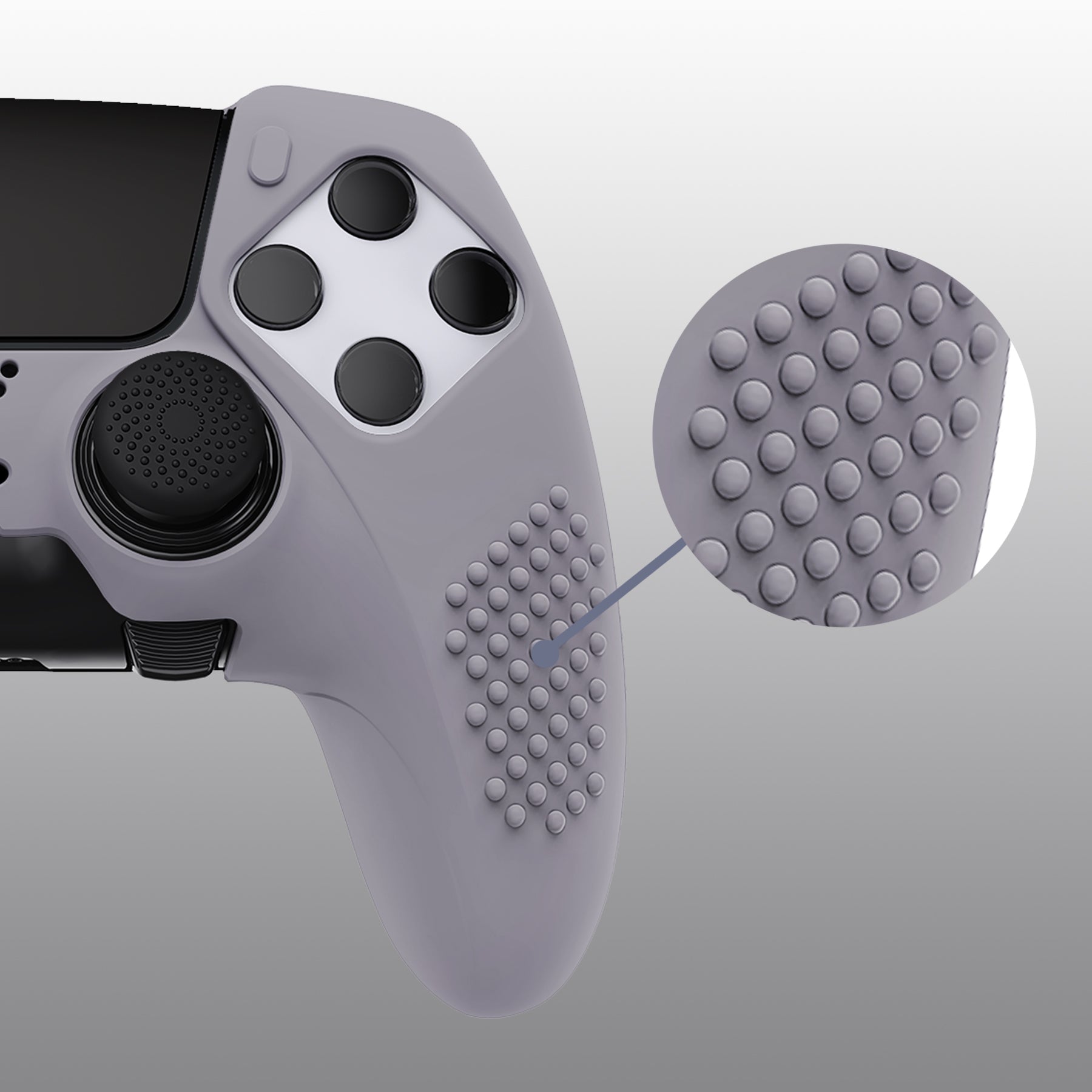 PlayVital 3D Studded Edition Anti-Slip Silicone Cover Case with Thumb Grip Caps for PS5 Edge Controller - Metallic Gray PlayVital
