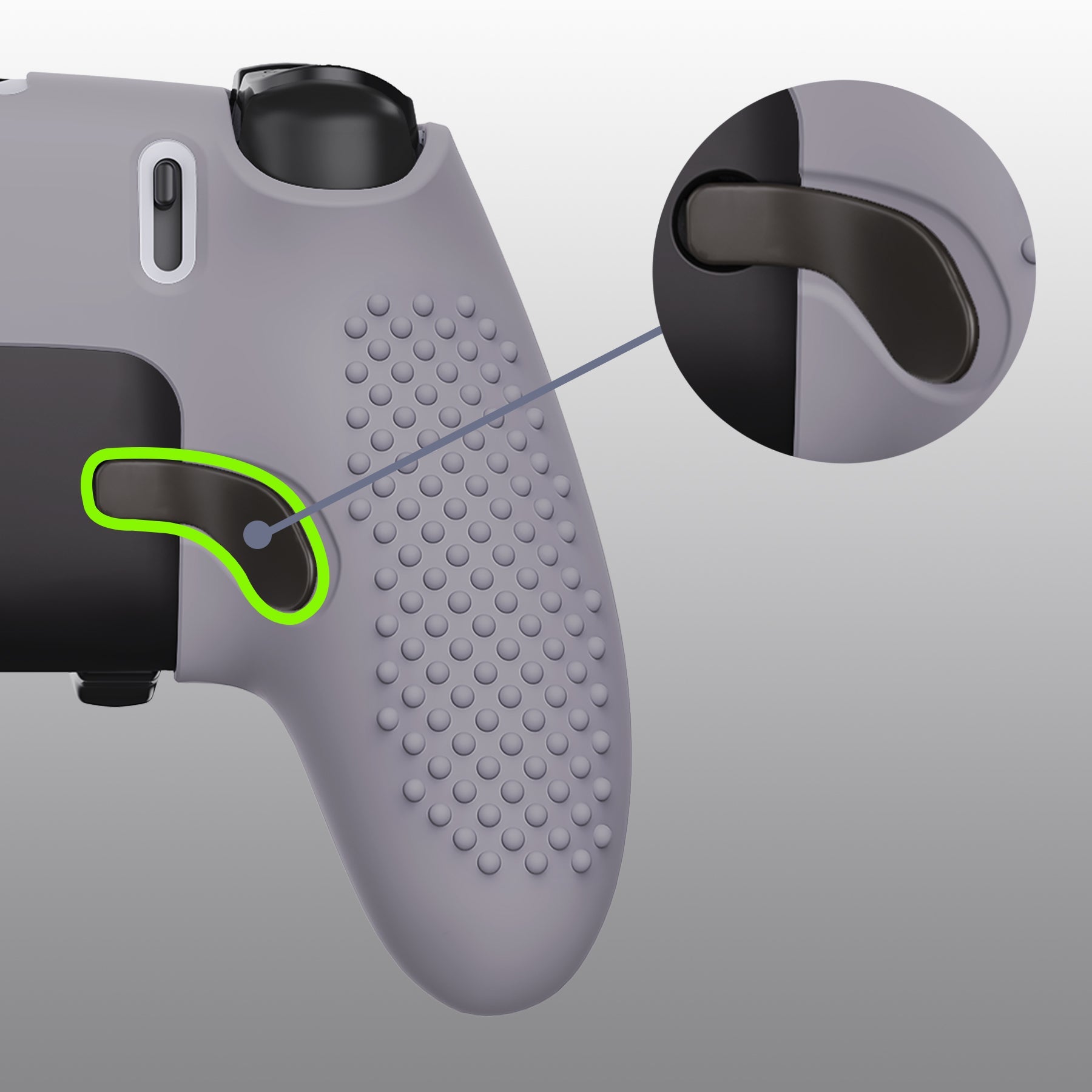 PlayVital 3D Studded Edition Anti-Slip Silicone Cover Case with Thumb Grip Caps for PS5 Edge Controller - Metallic Gray PlayVital