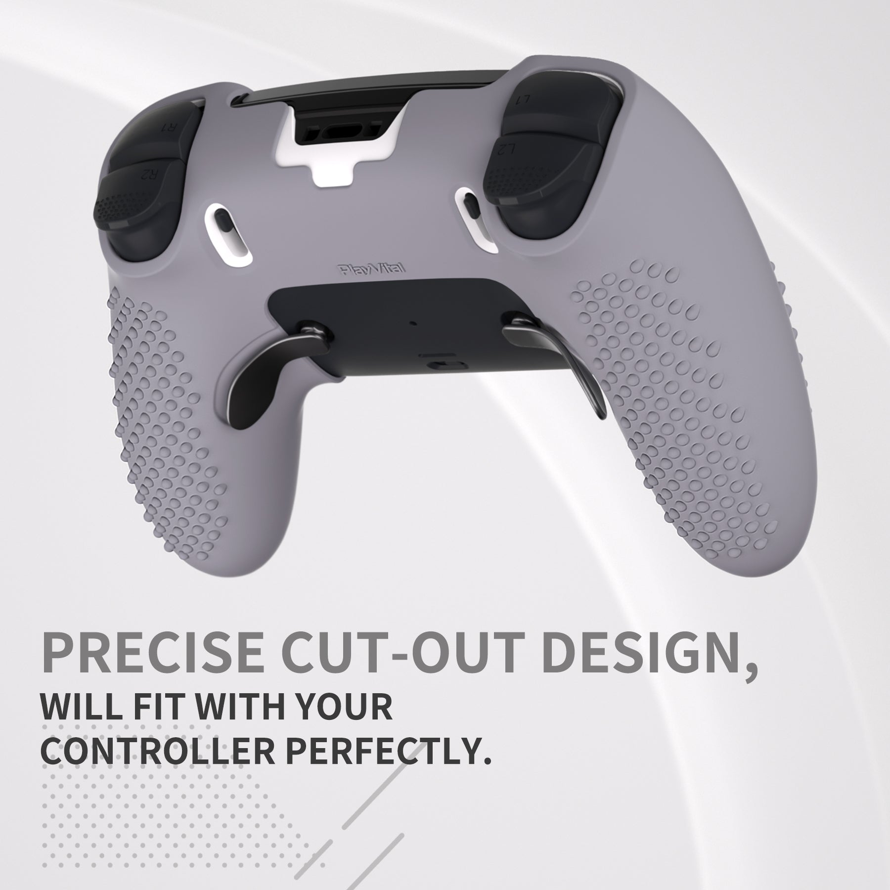 PlayVital 3D Studded Edition Anti-Slip Silicone Cover Case with Thumb Grip Caps for PS5 Edge Controller - Metallic Gray PlayVital