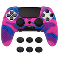 PlayVital 3D Studded Edition Anti-Slip Silicone Cover Case with Thumb Grip Caps for PS5 Edge Controller - Pink & Purple & Blue PlayVital