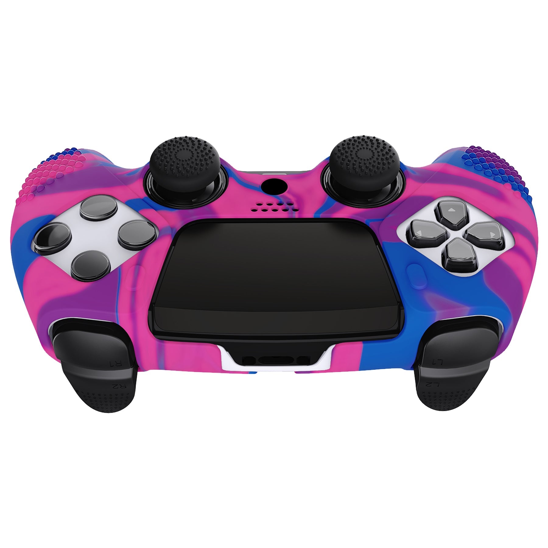 PlayVital 3D Studded Edition Anti-Slip Silicone Cover Case with Thumb Grip Caps for PS5 Edge Controller - Pink & Purple & Blue PlayVital