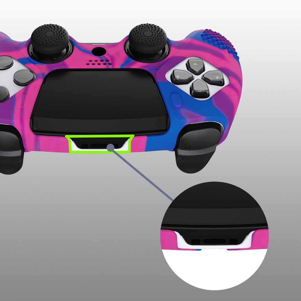 PlayVital 3D Studded Edition Anti-Slip Silicone Cover Case with Thumb Grip Caps for PS5 Edge Controller - Pink & Purple & Blue PlayVital