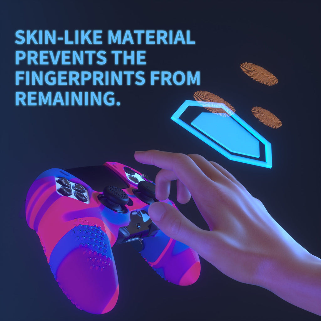 PlayVital 3D Studded Edition Anti-Slip Silicone Cover Case with Thumb Grip Caps for PS5 Edge Controller - Pink & Purple & Blue PlayVital