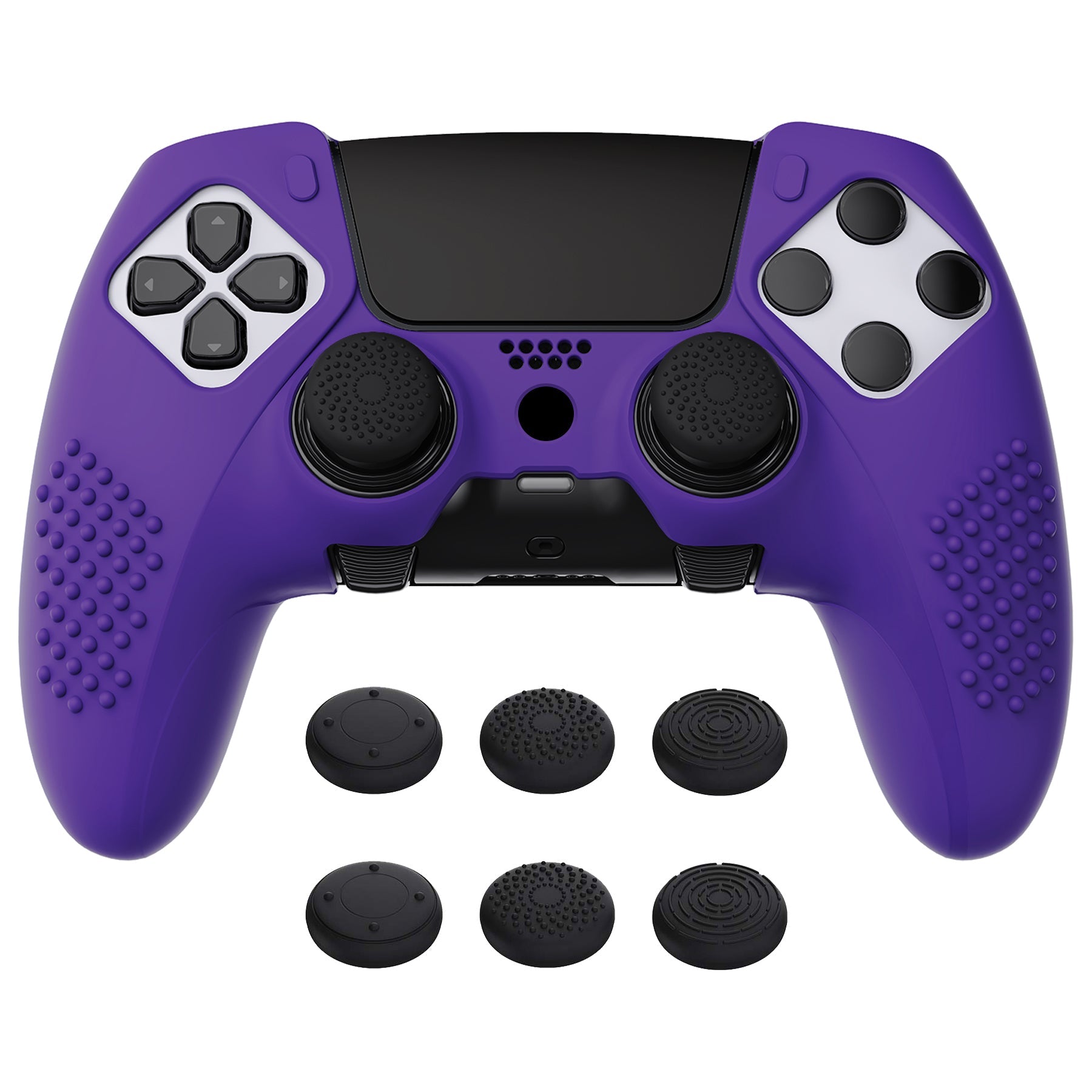 PlayVital 3D Studded Edition Anti-Slip Silicone Cover Case with Thumb Grip Caps for PS5 Edge Controller - Purple PlayVital