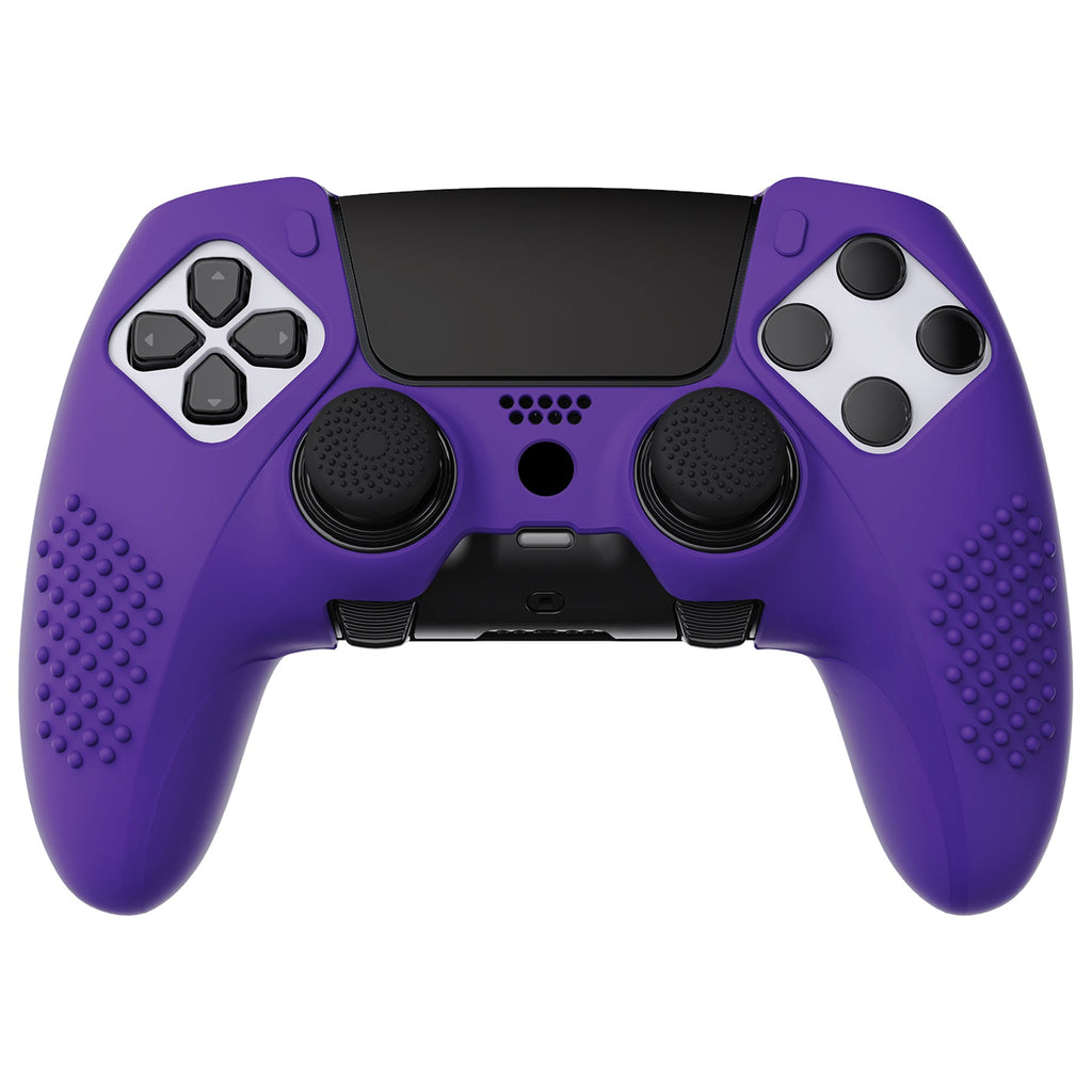 PlayVital 3D Studded Edition Anti-Slip Silicone Cover Case with Thumb Grip Caps for PS5 Edge Controller - Purple PlayVital