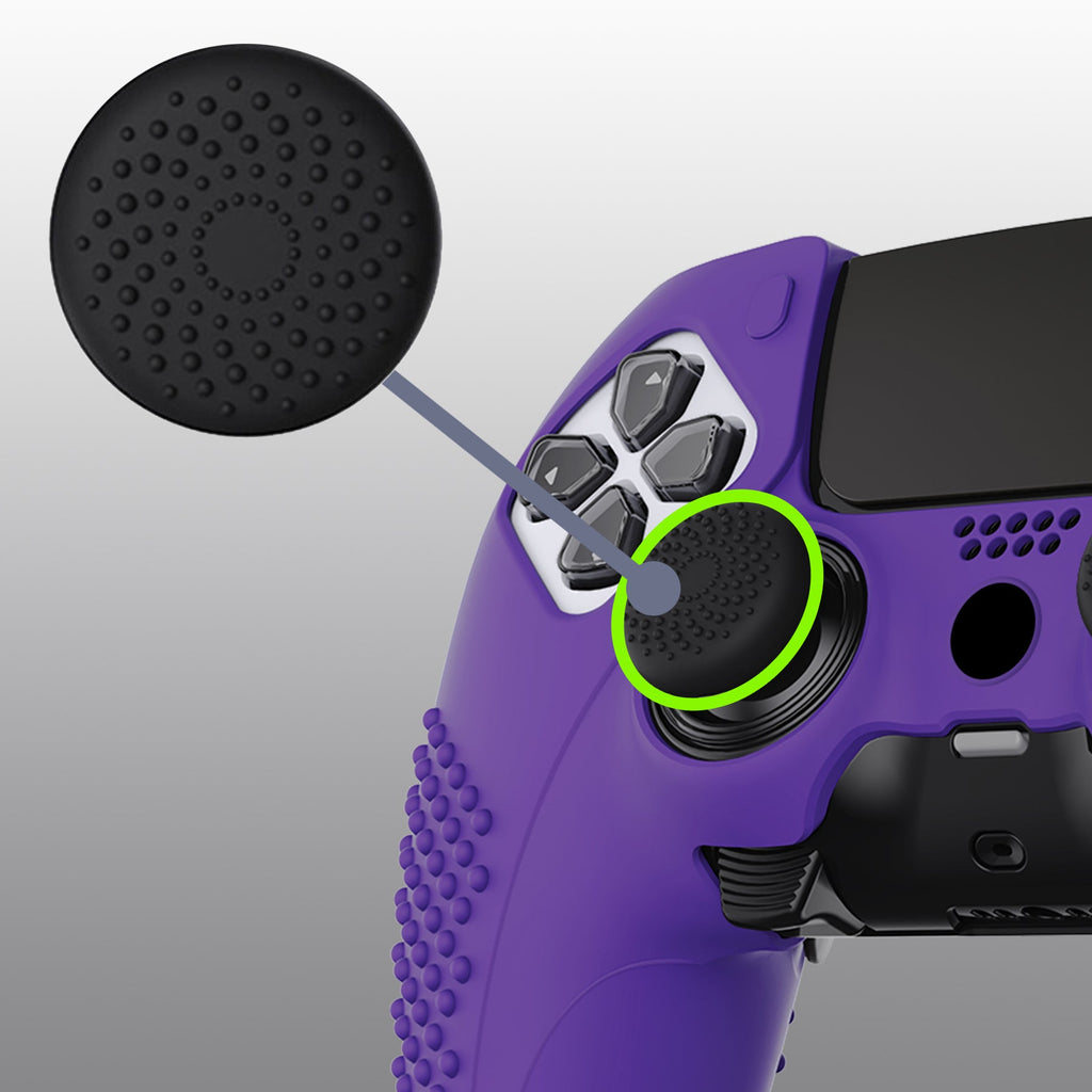 PlayVital 3D Studded Edition Anti-Slip Silicone Cover Case with Thumb Grip Caps for PS5 Edge Controller - Purple PlayVital