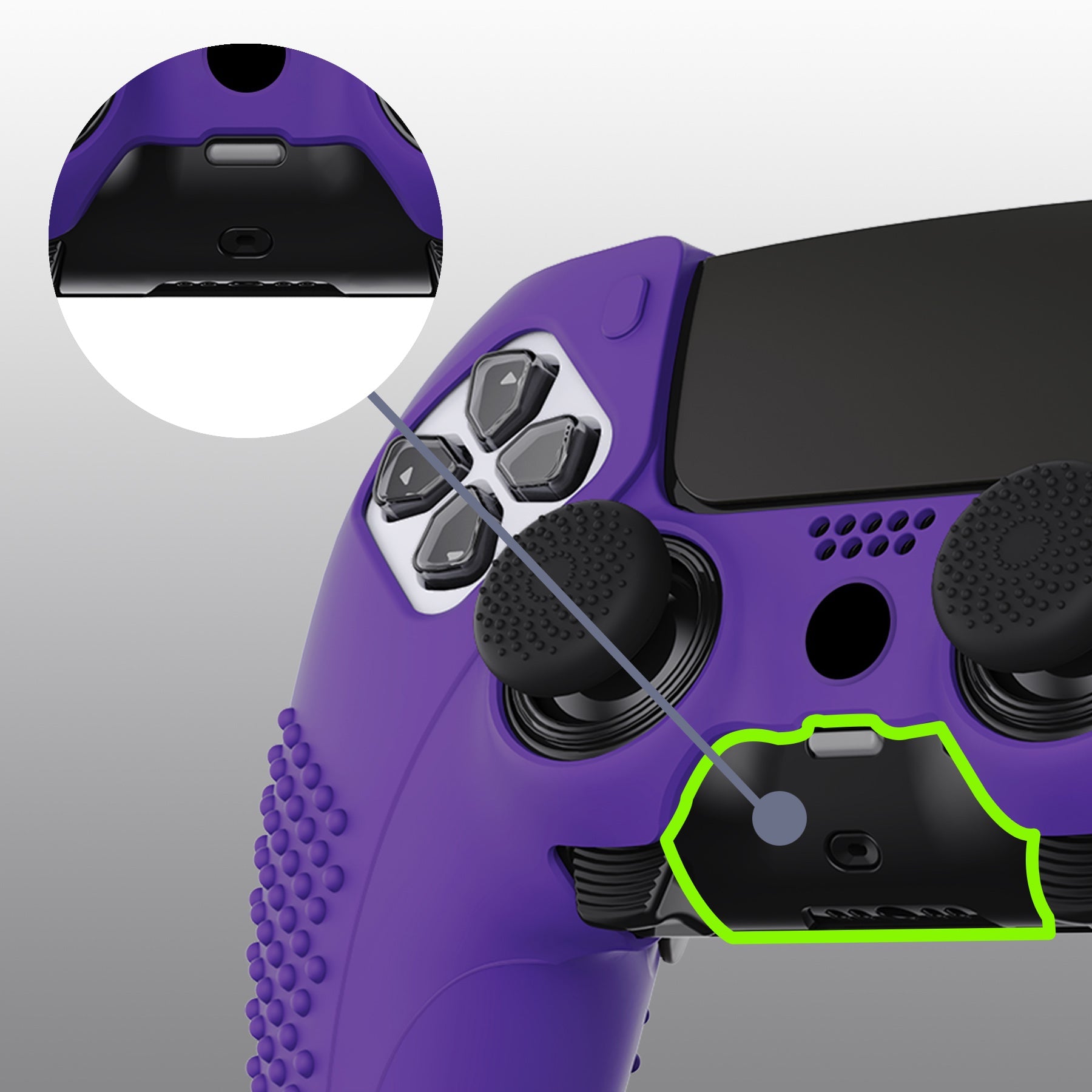 PlayVital 3D Studded Edition Anti-Slip Silicone Cover Case with Thumb Grip Caps for PS5 Edge Controller - Purple PlayVital