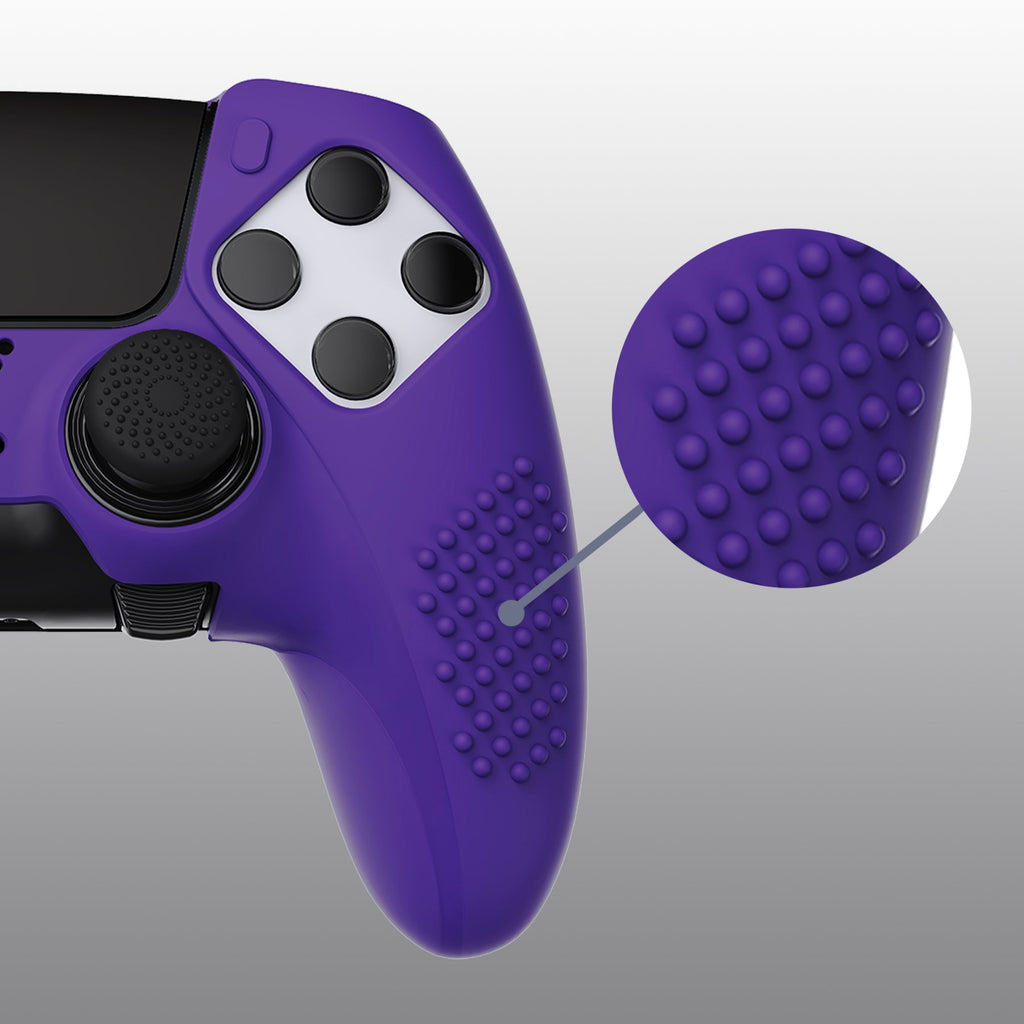 PlayVital 3D Studded Edition Anti-Slip Silicone Cover Case with Thumb Grip Caps for PS5 Edge Controller - Purple PlayVital