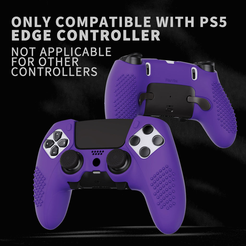 PlayVital 3D Studded Edition Anti-Slip Silicone Cover Case with Thumb Grip Caps for PS5 Edge Controller - Purple PlayVital
