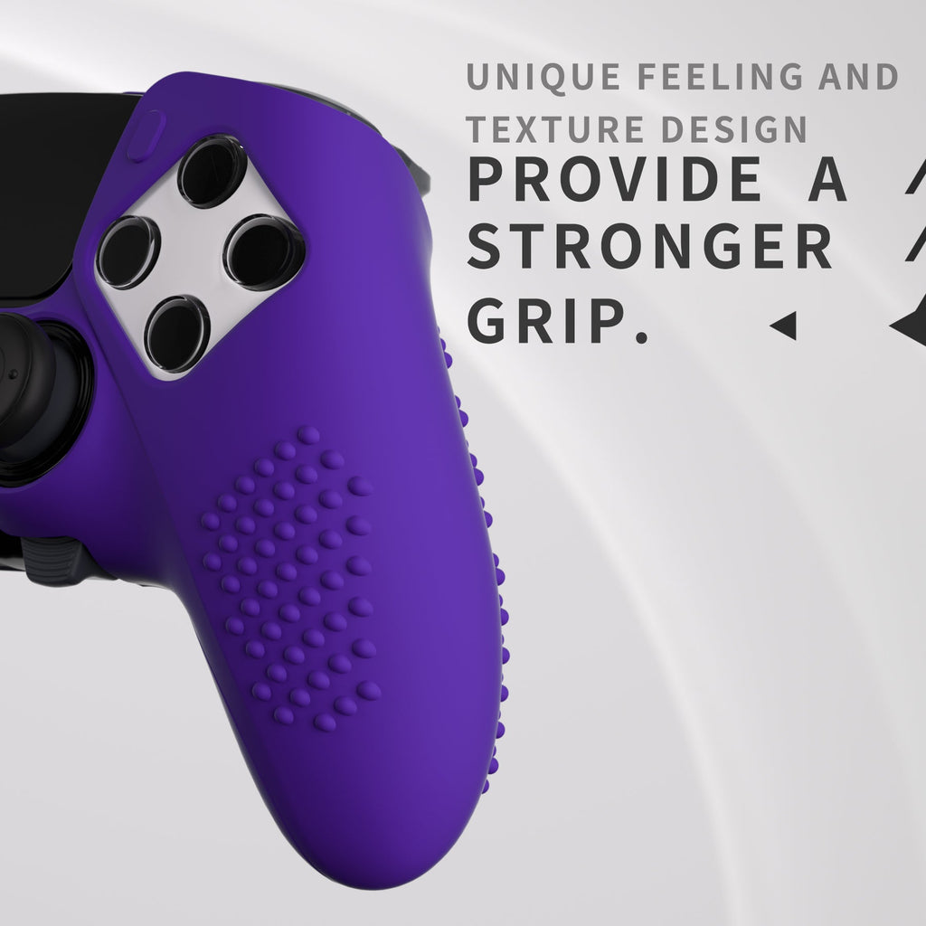 PlayVital 3D Studded Edition Anti-Slip Silicone Cover Case with Thumb Grip Caps for PS5 Edge Controller - Purple PlayVital