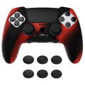 PlayVital 3D Studded Edition Anti-Slip Silicone Cover Case with Thumb Grip Caps for PS5 Edge Controller - Red & Black PlayVital