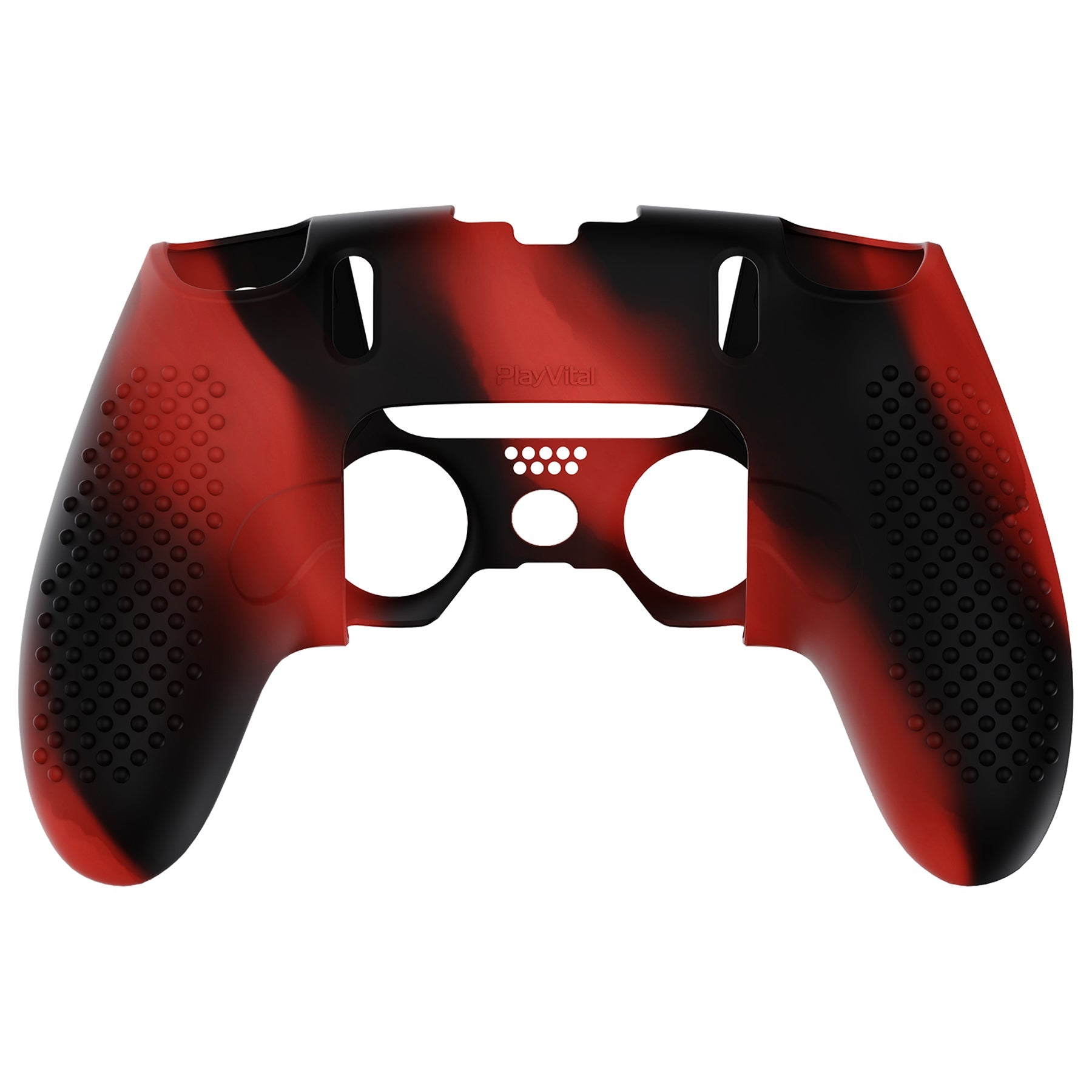 PlayVital 3D Studded Edition Anti-Slip Silicone Cover Case with Thumb Grip Caps for PS5 Edge Controller - Red & Black PlayVital