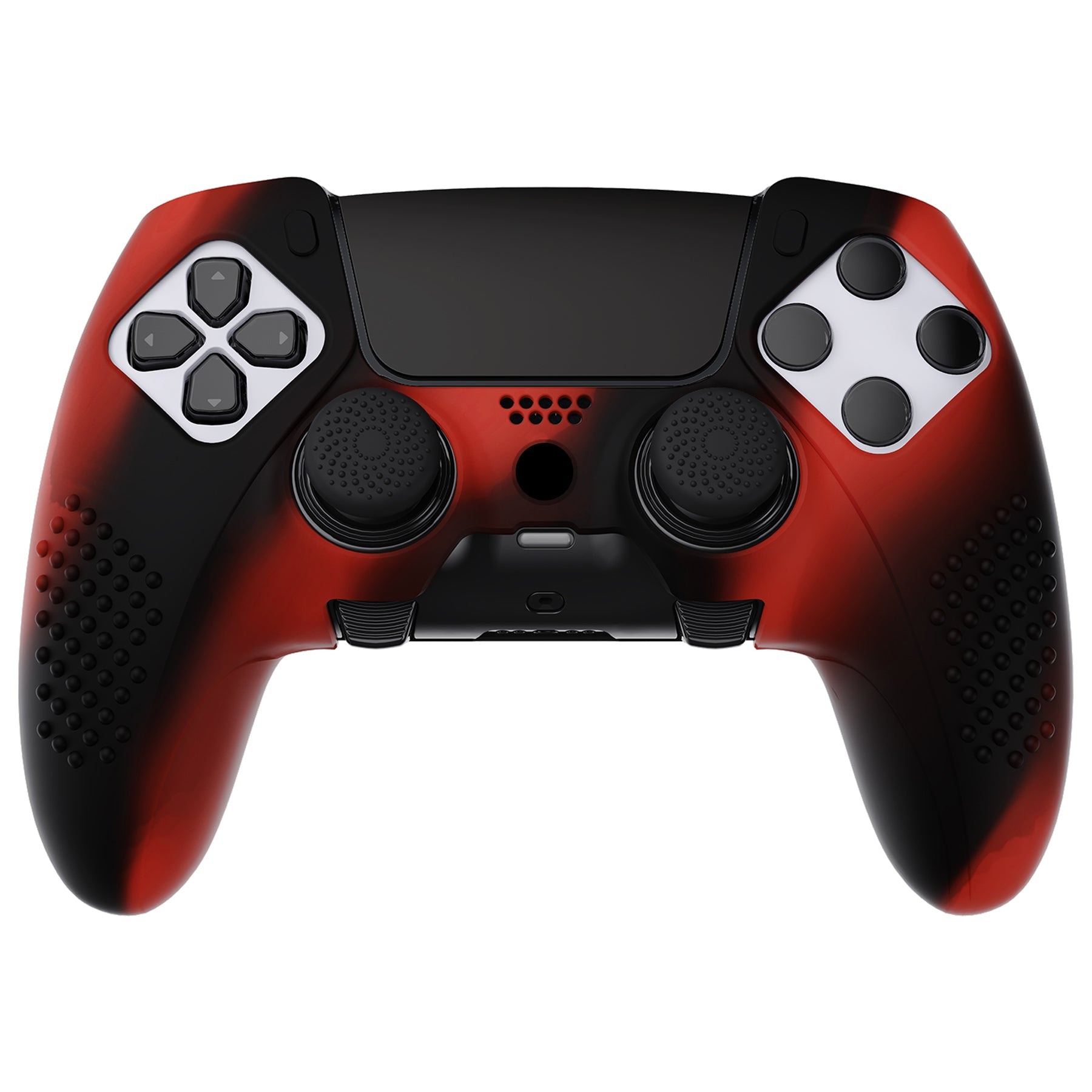 PlayVital 3D Studded Edition Anti-Slip Silicone Cover Case with Thumb Grip Caps for PS5 Edge Controller - Red & Black PlayVital