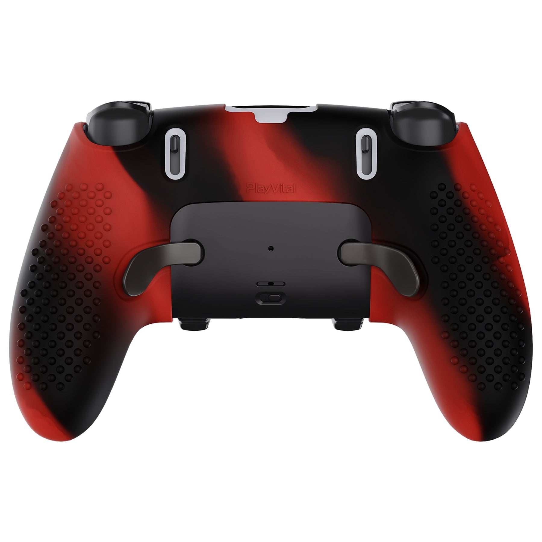 PlayVital 3D Studded Edition Anti-Slip Silicone Cover Case with Thumb Grip Caps for PS5 Edge Controller - Red & Black PlayVital