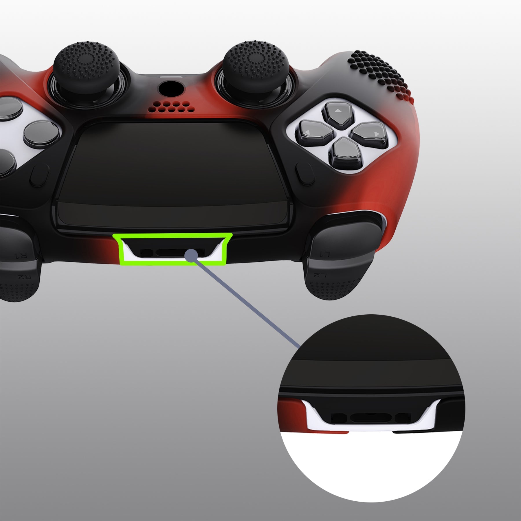 PlayVital 3D Studded Edition Anti-Slip Silicone Cover Case with Thumb Grip Caps for PS5 Edge Controller - Red & Black PlayVital