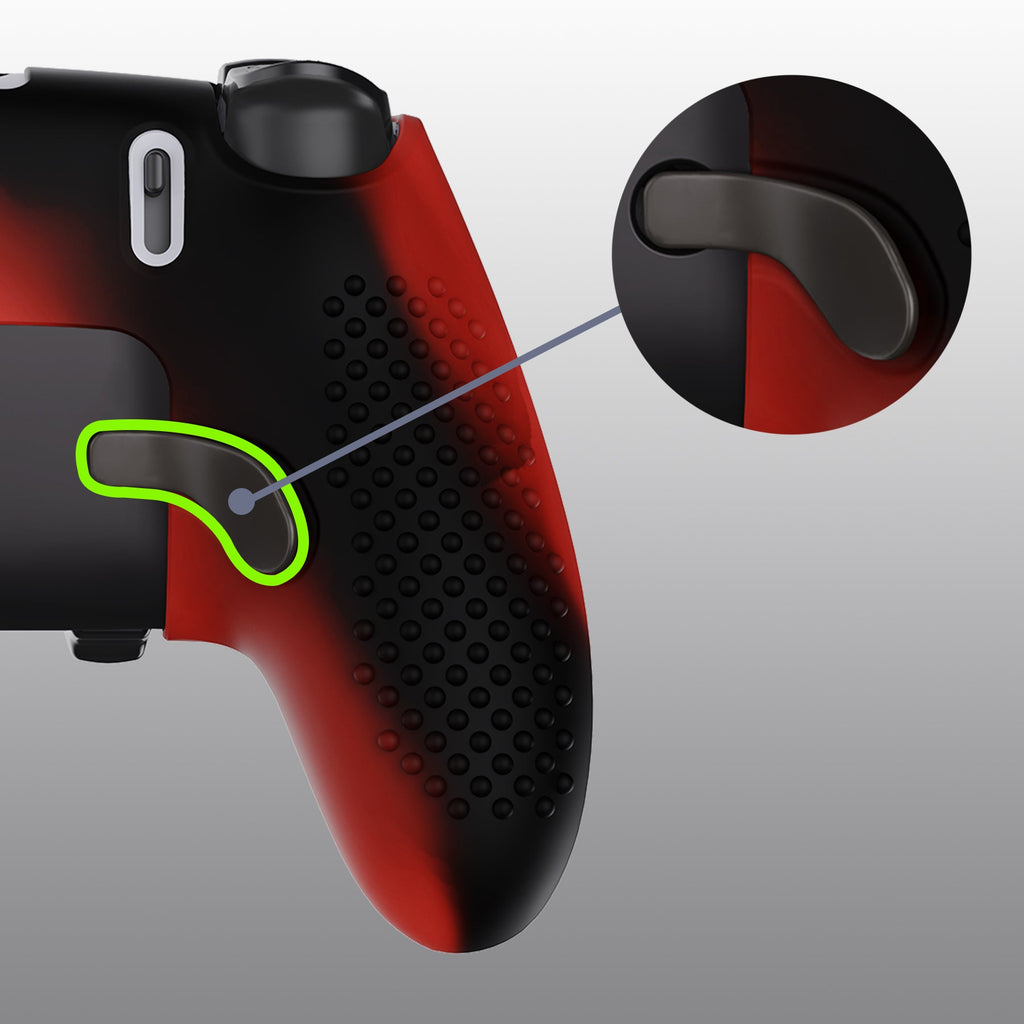 PlayVital 3D Studded Edition Anti-Slip Silicone Cover Case with Thumb Grip Caps for PS5 Edge Controller - Red & Black PlayVital