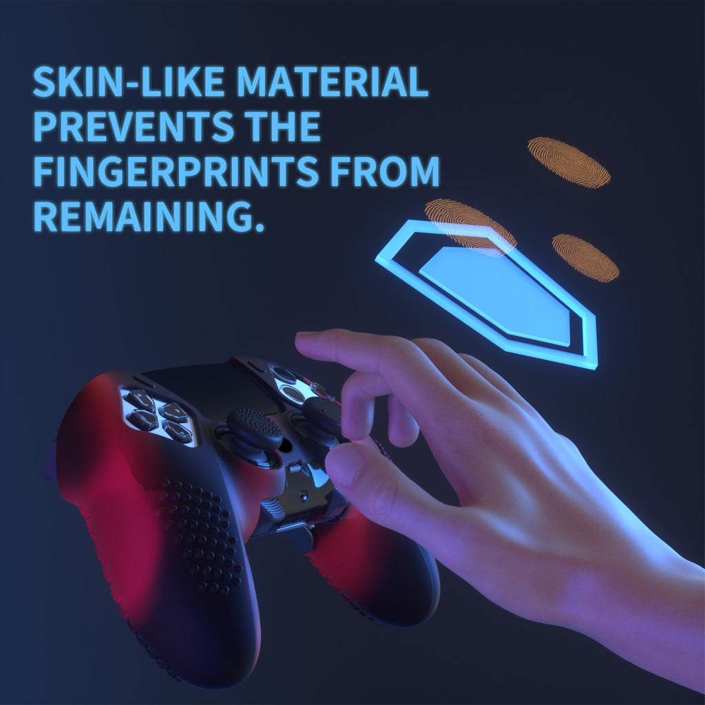 PlayVital 3D Studded Edition Anti-Slip Silicone Cover Case with Thumb Grip Caps for PS5 Edge Controller - Red & Black PlayVital