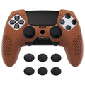 PlayVital 3D Studded Edition Anti-Slip Silicone Cover Case with Thumb Grip Caps for PS5 Edge Controller - Signal Brown PlayVital