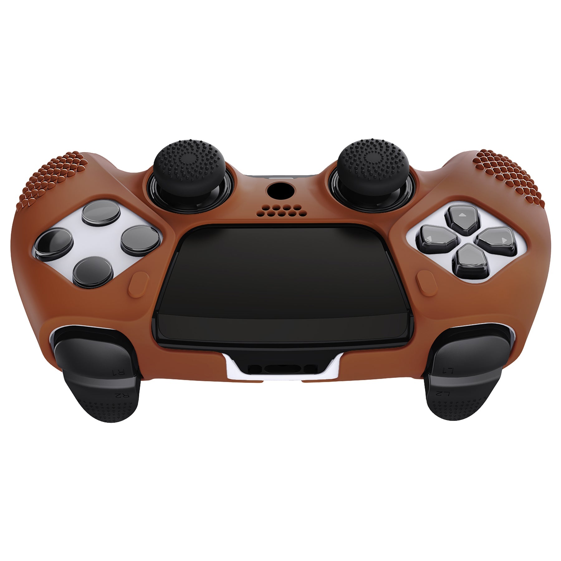 PlayVital 3D Studded Edition Anti-Slip Silicone Cover Case with Thumb Grip Caps for PS5 Edge Controller - Signal Brown PlayVital