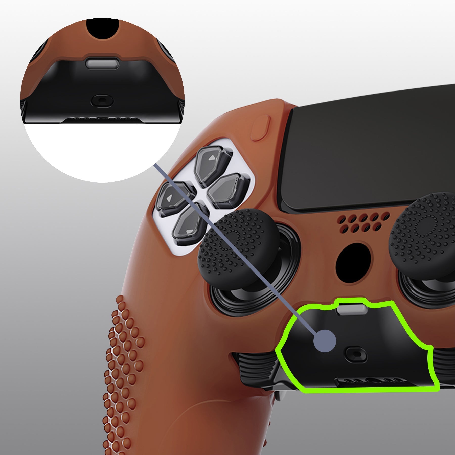 PlayVital 3D Studded Edition Anti-Slip Silicone Cover Case with Thumb Grip Caps for PS5 Edge Controller - Signal Brown PlayVital