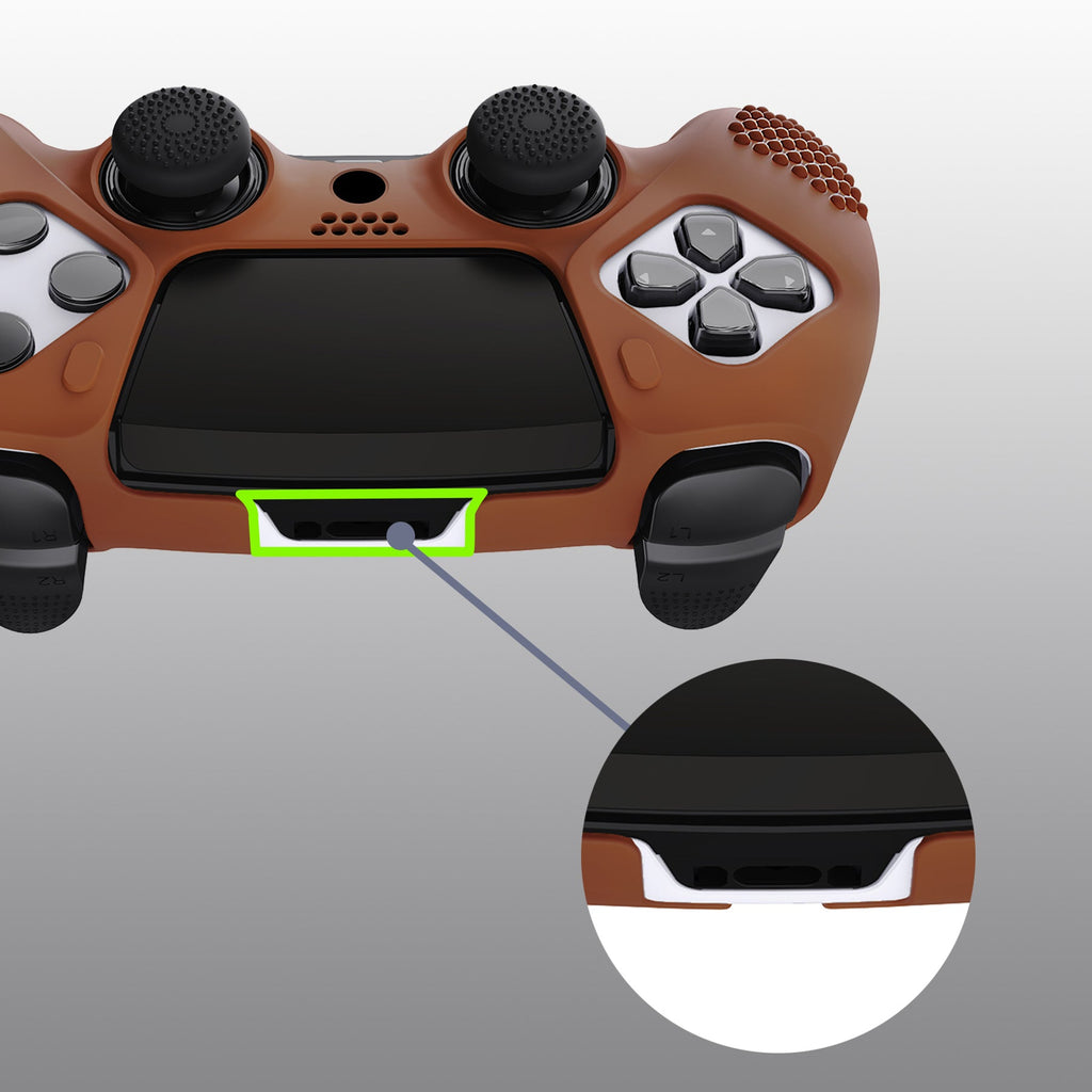 PlayVital 3D Studded Edition Anti-Slip Silicone Cover Case with Thumb Grip Caps for PS5 Edge Controller - Signal Brown PlayVital