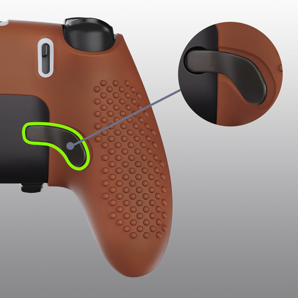 PlayVital 3D Studded Edition Anti-Slip Silicone Cover Case with Thumb Grip Caps for PS5 Edge Controller - Signal Brown PlayVital
