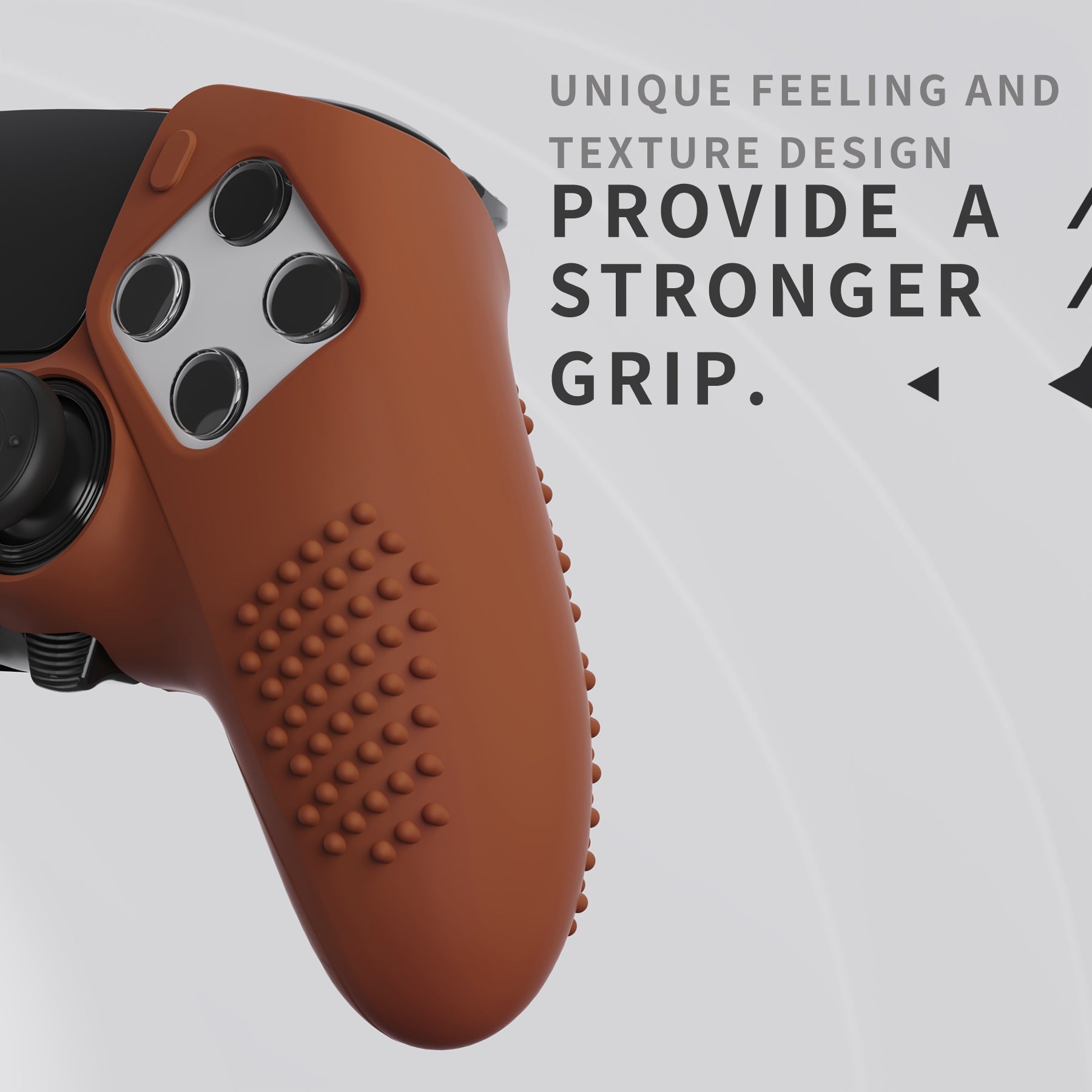 PlayVital 3D Studded Edition Anti-Slip Silicone Cover Case with Thumb Grip Caps for PS5 Edge Controller - Signal Brown PlayVital