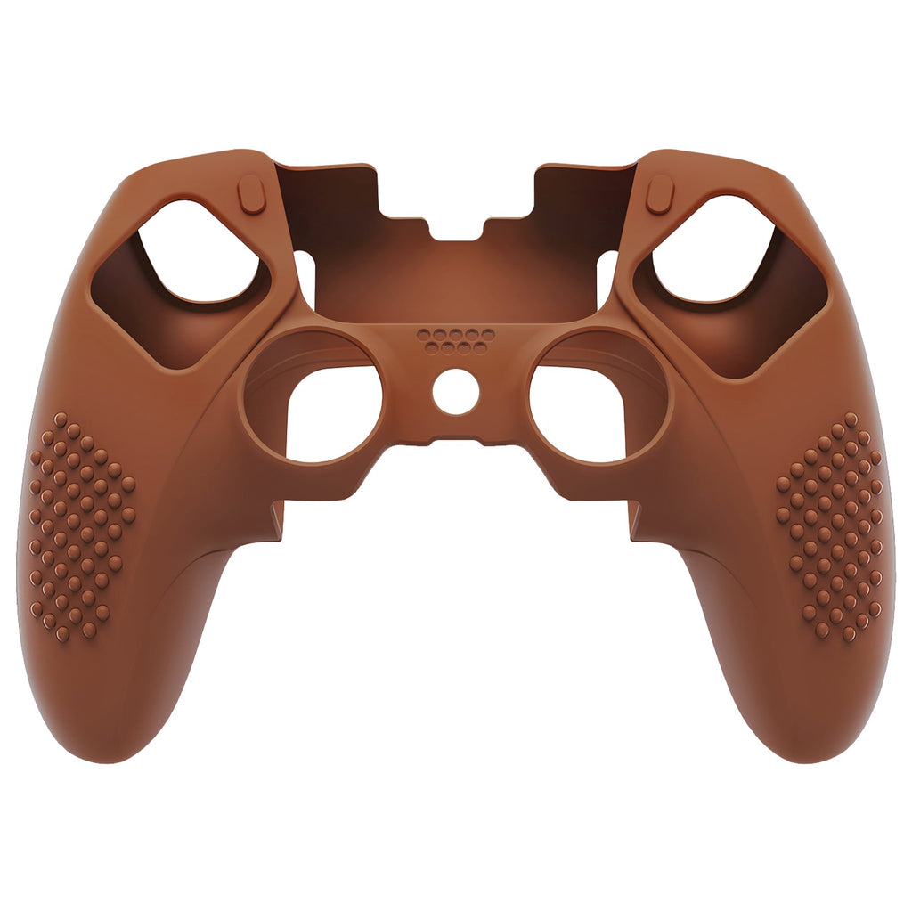 PlayVital 3D Studded Edition Anti-Slip Silicone Cover Case with Thumb Grip Caps for PS5 Edge Controller - Signal Brown PlayVital