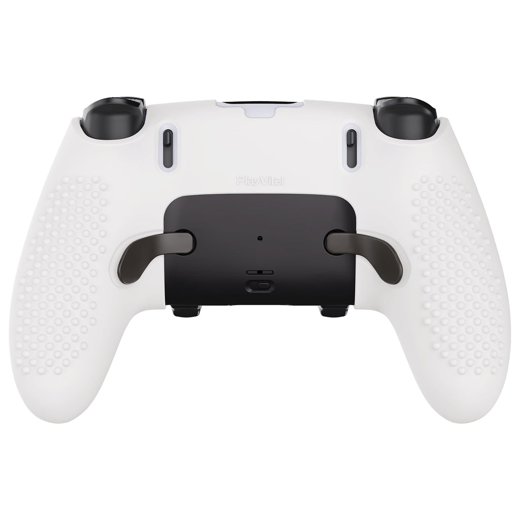 PlayVital 3D Studded Edition Anti-Slip Silicone Cover Case with Thumb Grip Caps for PS5 Edge Controller - White PlayVital