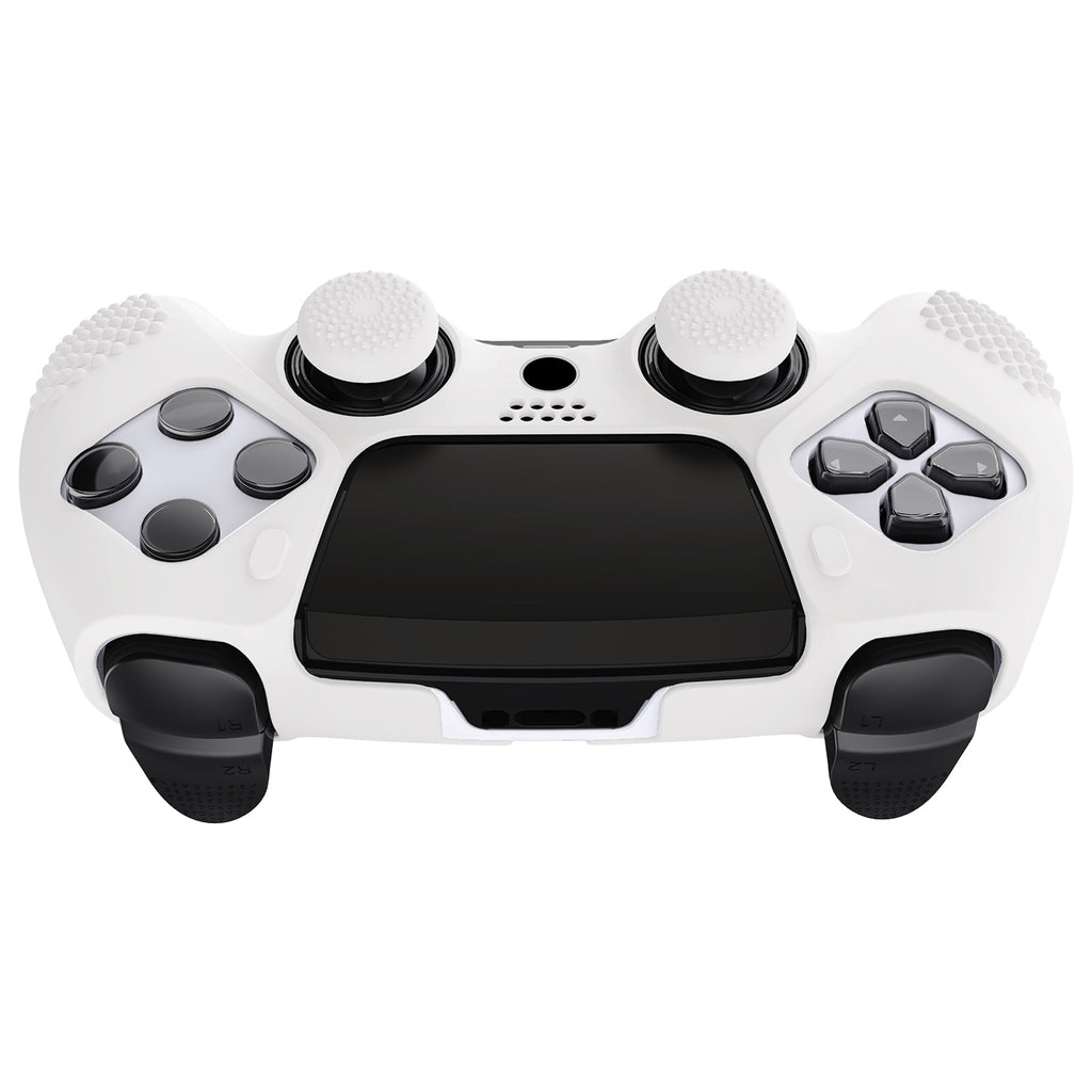 PlayVital 3D Studded Edition Anti-Slip Silicone Cover Case with Thumb Grip Caps for PS5 Edge Controller - White PlayVital