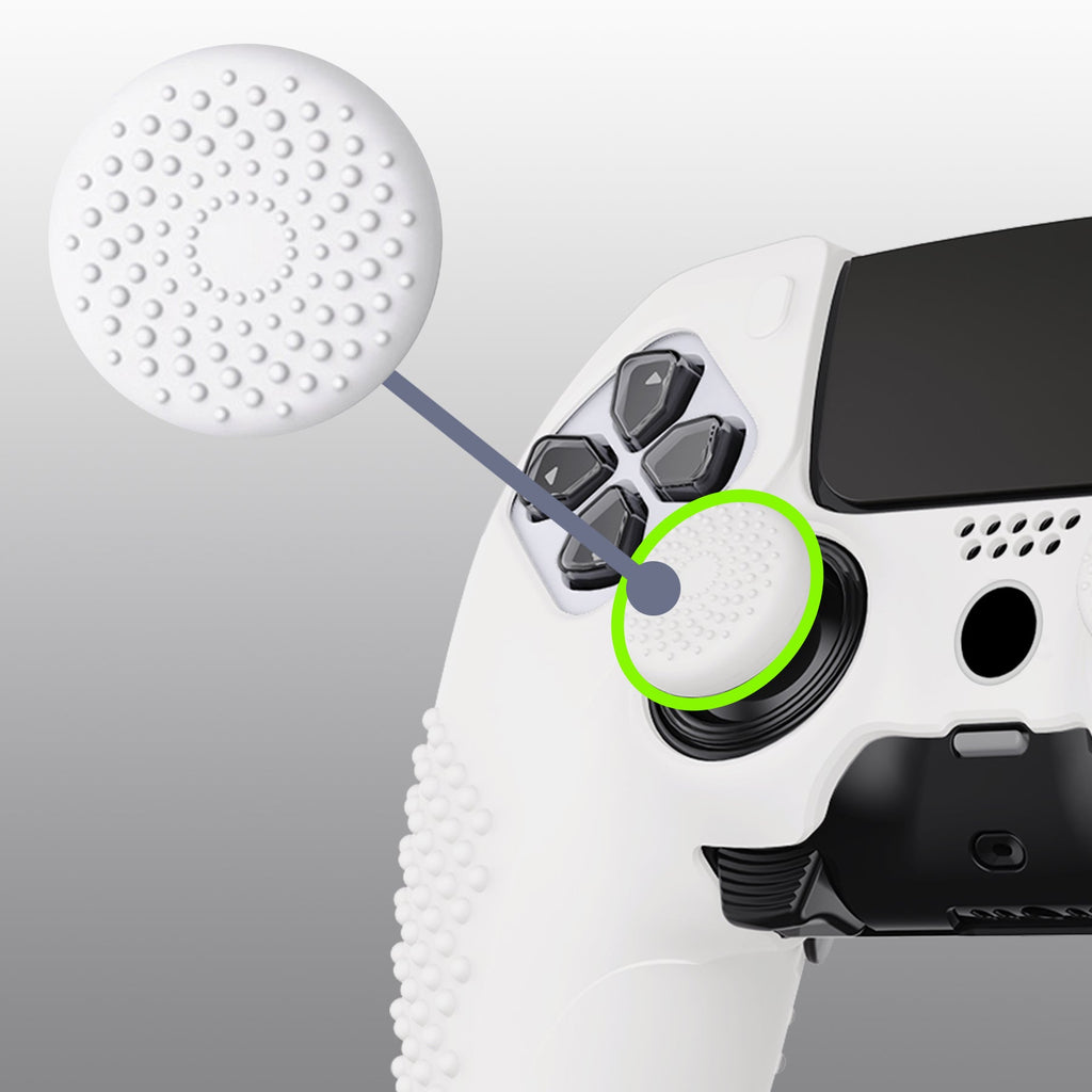 PlayVital 3D Studded Edition Anti-Slip Silicone Cover Case with Thumb Grip Caps for PS5 Edge Controller - White PlayVital