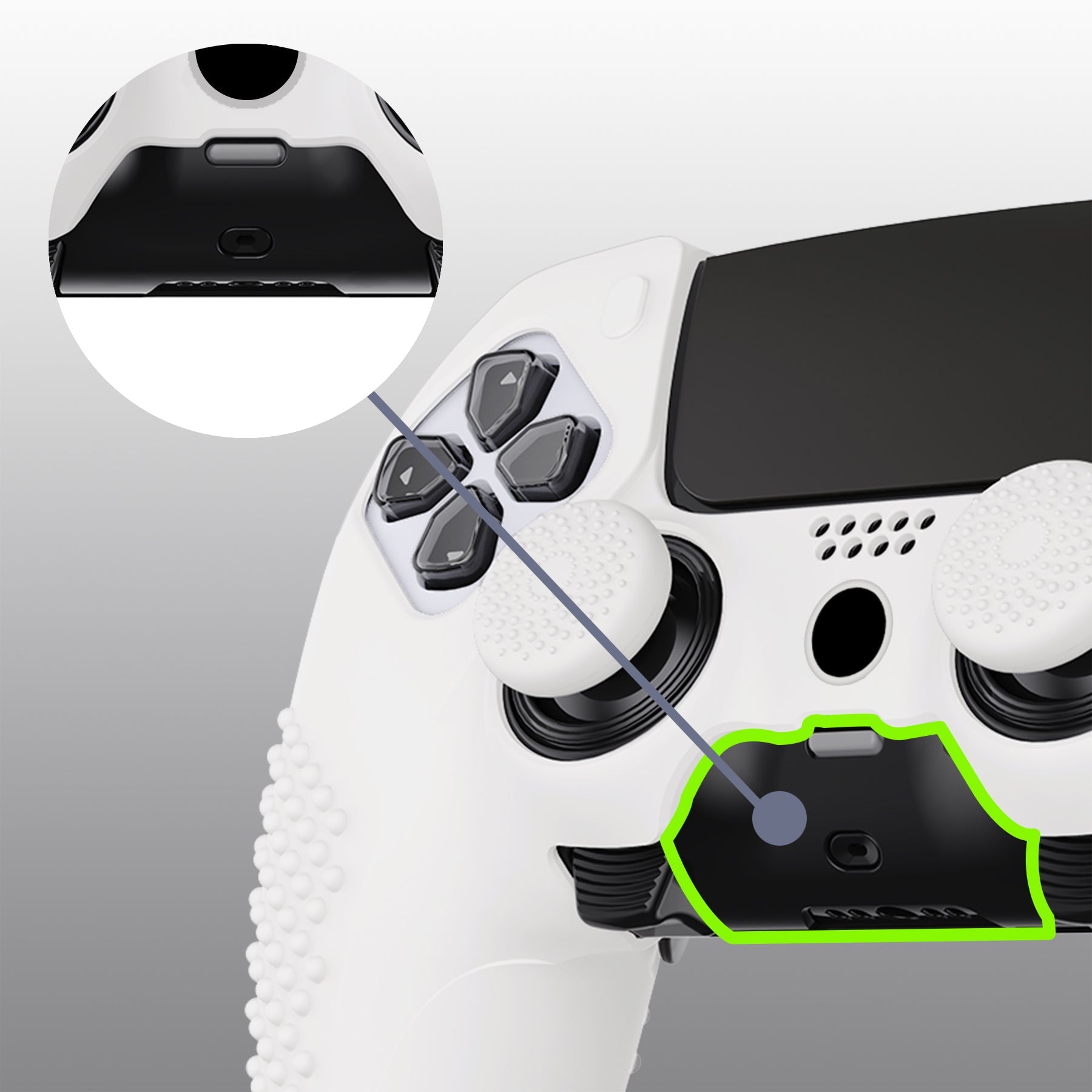 PlayVital 3D Studded Edition Anti-Slip Silicone Cover Case with Thumb Grip Caps for PS5 Edge Controller - White PlayVital