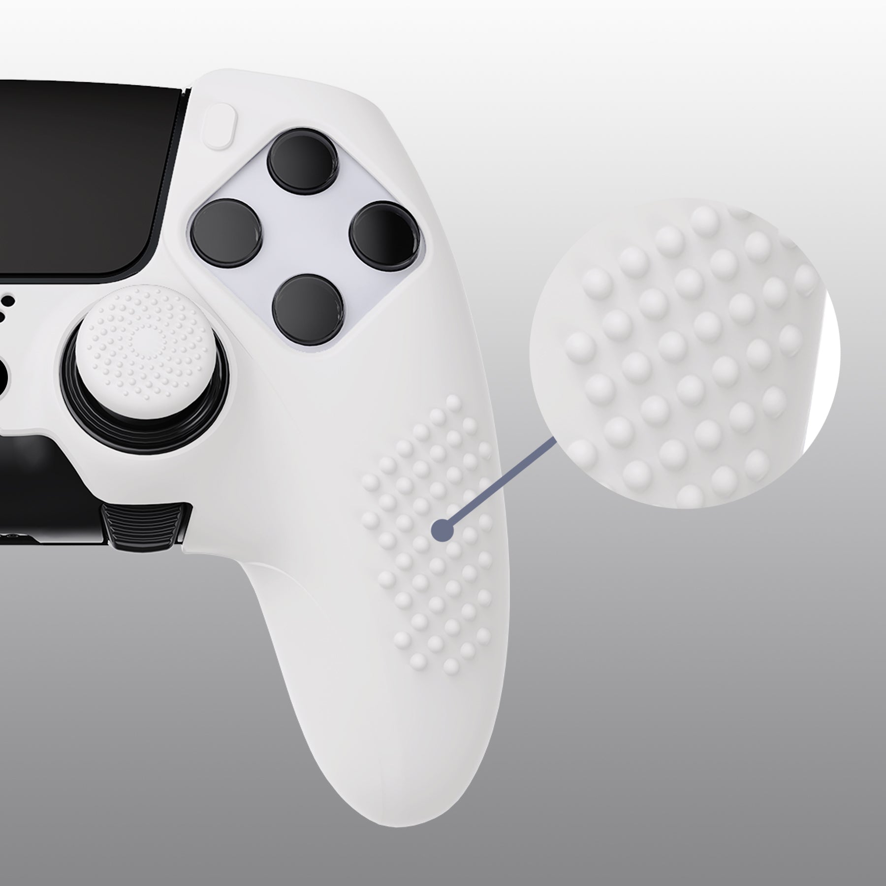 PlayVital 3D Studded Edition Anti-Slip Silicone Cover Case with Thumb Grip Caps for PS5 Edge Controller - White PlayVital