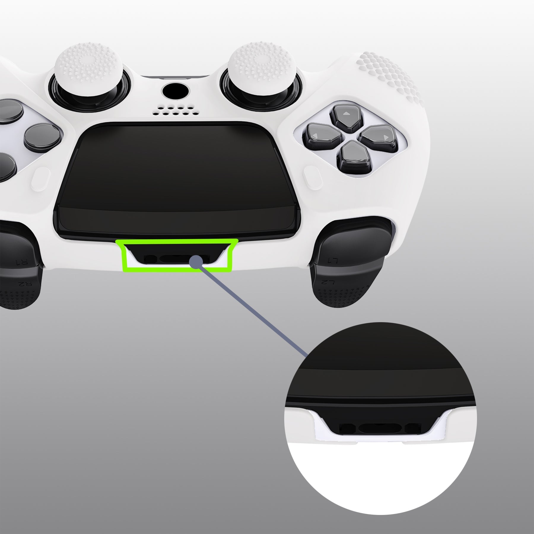 PlayVital 3D Studded Edition Anti-Slip Silicone Cover Case with Thumb Grip Caps for PS5 Edge Controller - White PlayVital