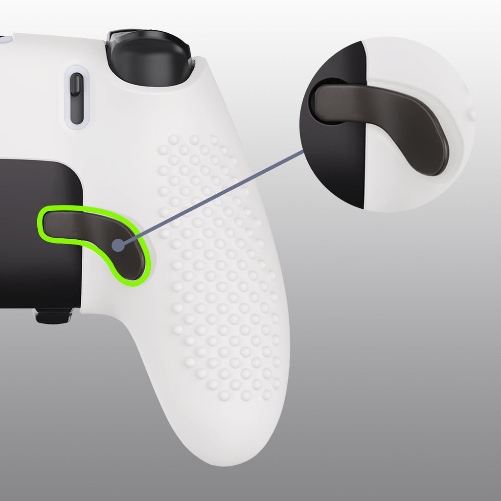 PlayVital 3D Studded Edition Anti-Slip Silicone Cover Case with Thumb Grip Caps for PS5 Edge Controller - White PlayVital