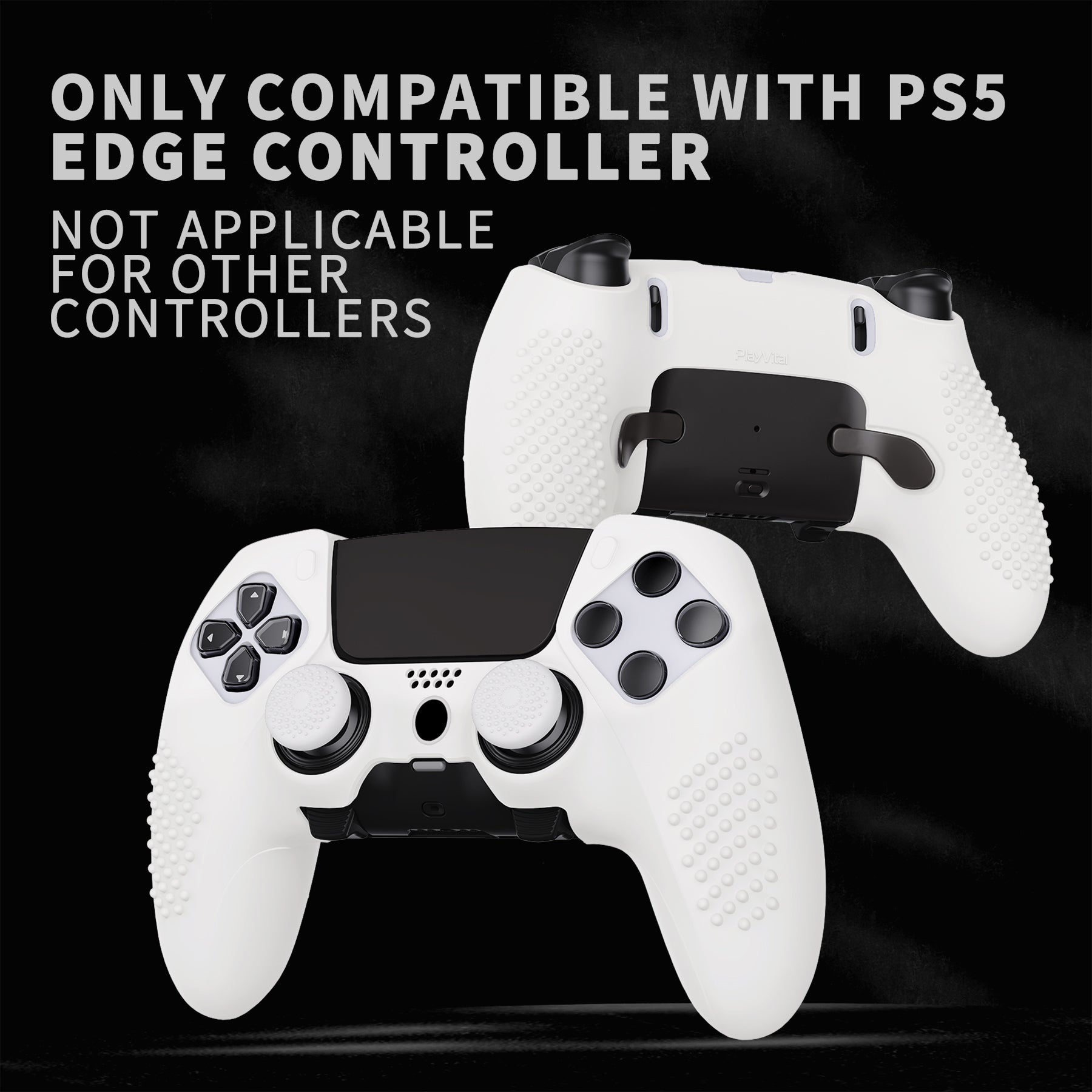 PlayVital 3D Studded Edition Anti-Slip Silicone Cover Case with Thumb Grip Caps for PS5 Edge Controller - White PlayVital