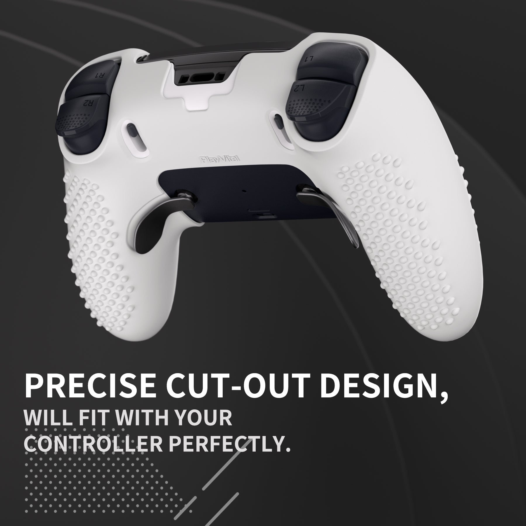 PlayVital 3D Studded Edition Anti-Slip Silicone Cover Case with Thumb Grip Caps for PS5 Edge Controller - White PlayVital
