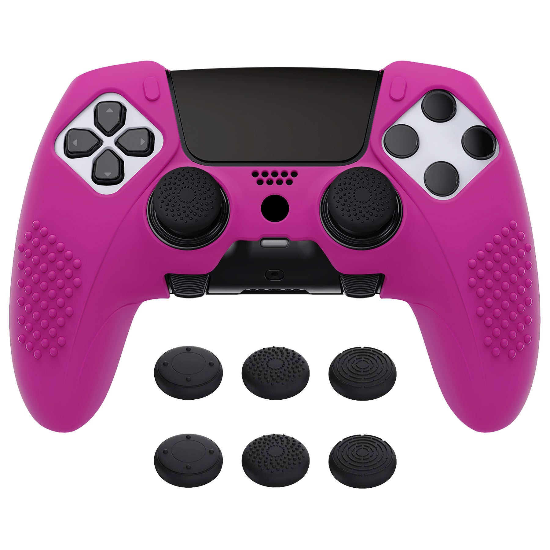 PlayVital 3D Studded Edition Anti-Slip Silicone Cover Case with Thumb Grip Caps for PS5 Edge Controller - Neon Purple PlayVital